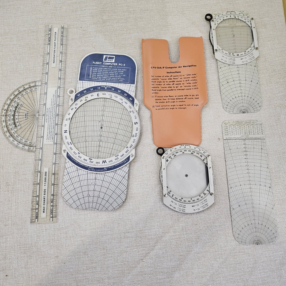 Vintage Flight Computer Plotter Protractor Navigation Pilot Aviation Tools Set - Picture 2 of 10